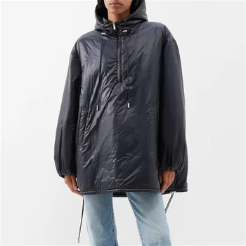  158023 Модная классическая роскошная дизайнерская зимняя куртка с вышивкой логотипа, Ветрозащитное пальто с капюшоном на хлопковой подкладке Y1