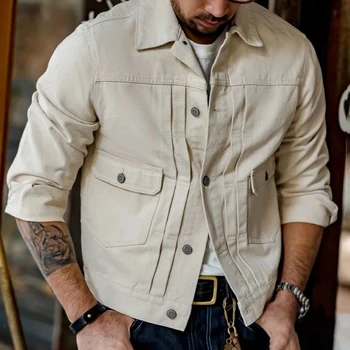  2023 Новейшая джинсовая куртка в стиле ретро, мужская джинсовая куртка, приталенная куртка, модная уличная одежда высокого качества в стиле ретро, мужская одежда высокого качества
