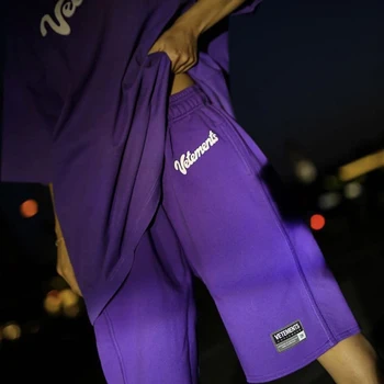 Баскетбольные шорты VETEMENTS Мужские с буквенным принтом, спортивные прямого кроя, свободные повседневные брюки длиной до колен, короткие