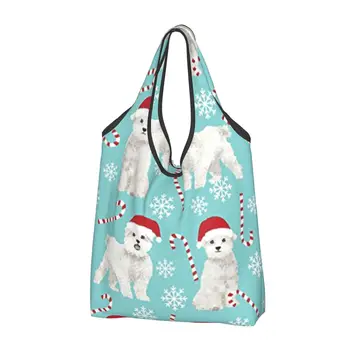  Женская повседневная сумка для покупок из мальтийской рождественской ткани, Большая вместительная сумка-тоут, портативная сумка для хранения, складные сумки