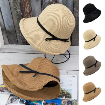  Женская шляпа-клоше, Винтажная шляпа, Летний котелок, Солнцезащитная шляпа для женщин, все для пляжного крема, модная шляпа с фигурной оправой