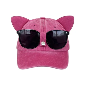  Женские солнцезащитные очки-авиаторы с кошачьими ушками, бейсболки из модного выстиранного хлопка, уличная хип-хоп кепка, мужская шляпа с регулируемым оттенком.
