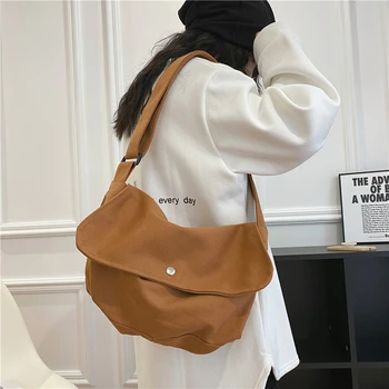  Женские школьные сумки-мессенджеры для женщин, женские дизайнерские сумки через плечо, однотонные повседневные холщовые сумки через плечо большой емкости, женские сумки через плечо