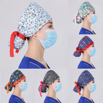  Кепка-скраб для операционной, рабочая кепка, женская кепка с длинными волосами, впитывающая пот, Лабораторные шапочки для ухода за домашними животными, медицинские шапочки