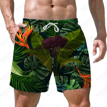  Летние новые мужские шорты с 3D принтом тропических растений мужские шорты в повседневном стиле для отдыха мужские шорты модный тренд мужские шорты