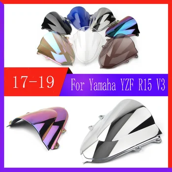  Лобовое Стекло Мотоцикла Для Yamaha YZF-R15 V3 2017 2018 2019 2020 Double Bubble Аксессуары Для Ветрового Стекла Обтекатель Дефлектор