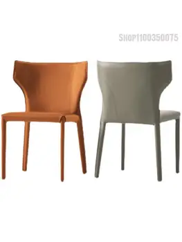  Обеденный стул, Домашнее седло, Легкое Роскошное Дизайнерское кресло для обеденного стола, красное кожаное кресло, Итальянская минималистичная гостиничная спинка.