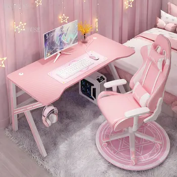  Розовый Настольный Компьютерный стол Игровой стол Набор для стола и стула в спальне Офисный стол Домашний Студенческий рабочий стол в общежитии U
