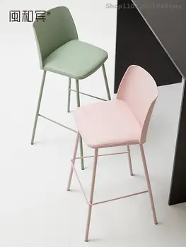  Современный простой барный стул с бытовой подсветкой, роскошный барный стул, Мягкая сумка, железный стульчик для кормления, табурет для кафе, Табурет для бара